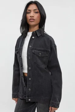 boohoo Veste en denim à taille cintrée<Femme Manteaux Et Vestes D’Automne|Denim