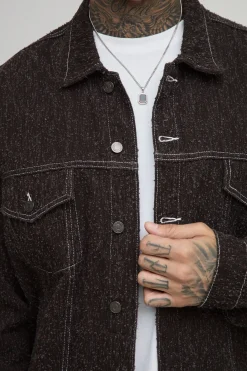 Veste en denim texturée, haute, boxy et surdimensionnée