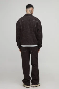 Veste en denim texturée, haute, boxy et surdimensionnée