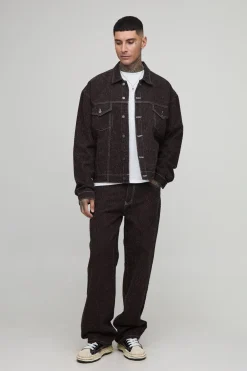 Veste en denim texturée, haute, boxy et surdimensionnée