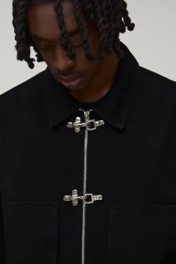 boohooMAN Veste En Jean Boxy Avec Détail Fermoir Assortie<Homme Ensembles|Denim
