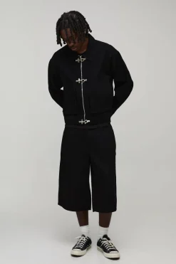 boohooMAN Veste En Jean Boxy Avec Détail Fermoir Assortie<Homme Ensembles|Denim