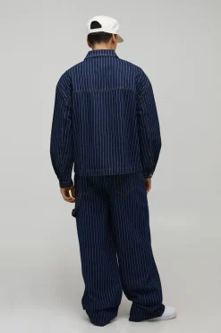 Veste En Jean Boxy À Fines Rayures