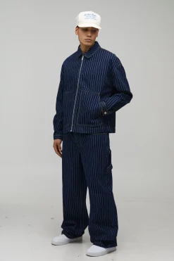 Veste En Jean Boxy À Fines Rayures