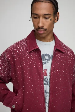 boohooMAN Veste en jean boxy à strass<Homme Ensembles|Denim