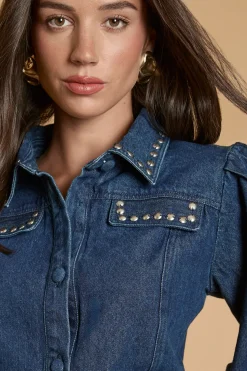 Veste En Jean À Col Clouté