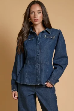 Veste En Jean À Col Clouté
