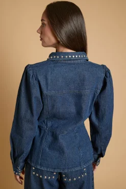 Veste En Jean À Col Clouté