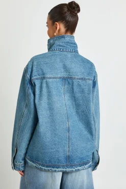 boohoo Veste En Jean À Col Montant<Femme Denim|Vestes & Manteaux