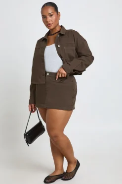 boohoo Veste En Jean Courte Grande Taille<Femme Looks Chocolat|Denim