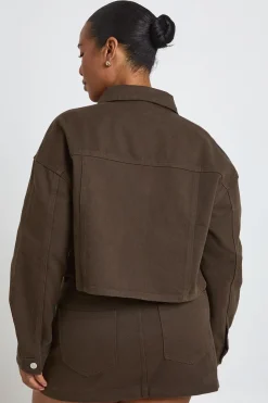 boohoo Veste En Jean Courte Grande Taille<Femme Looks Chocolat|Denim