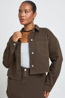 boohoo Veste En Jean Courte Grande Taille<Femme Looks Chocolat|Denim