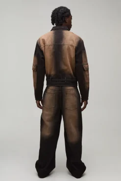 boohooMAN Veste En Jean Délavé Coupe Décontractée Raccourcie<Homme Ensembles|Denim
