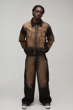 boohooMAN Veste En Jean Délavé Coupe Décontractée Raccourcie<Homme Ensembles|Denim