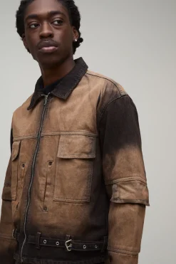 boohooMAN Veste En Jean Délavé Coupe Décontractée Raccourcie<Homme Ensembles|Denim