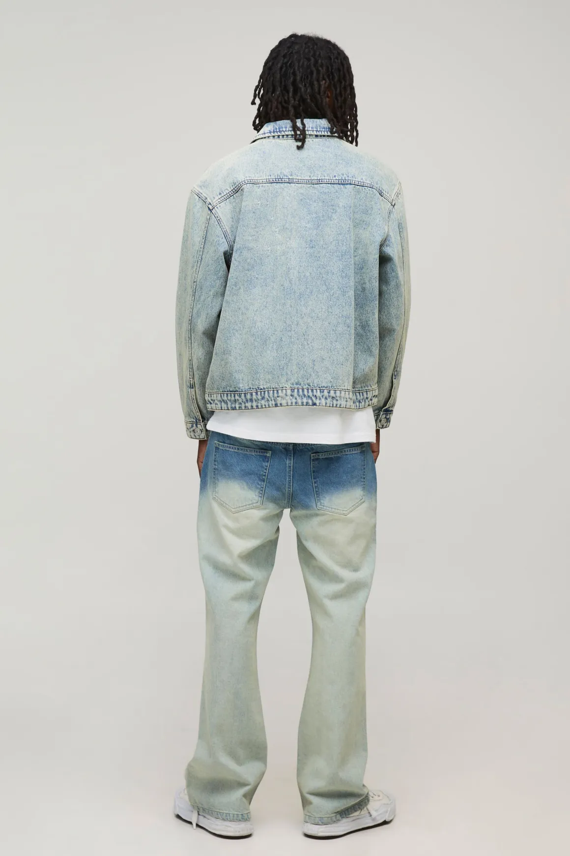 Veste en Jean Délavé Coupe Droite