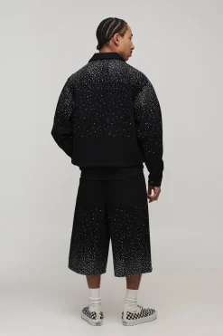 boohooMAN Veste En Jean Délavée Oversize Ornée De Strass<Homme Ensembles|Denim