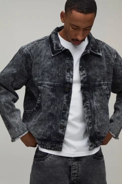 Veste En Jean Délavé À L'acide Oversize Ornée De Perles