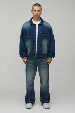Veste En Jean Délavé Oversize Coupe Carrée