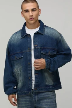 Veste En Jean Délavé Oversize Coupe Carrée