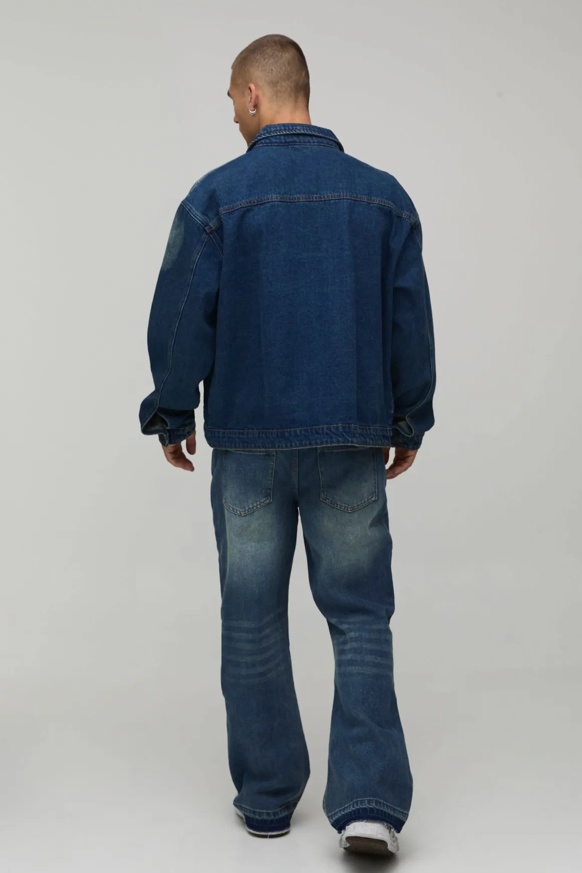 Veste En Jean Délavé Oversize Coupe Carrée