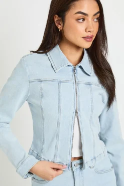 Veste En Jean À Double Fermeture Éclair
