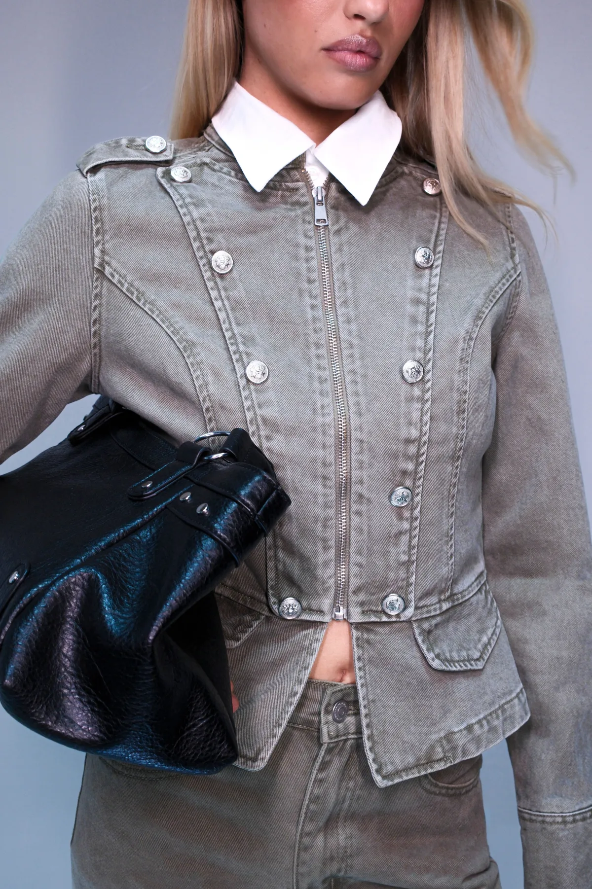 Veste En Jean À Détails Boutonnés