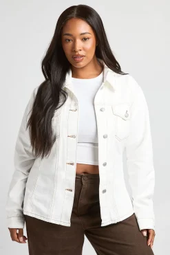 Veste En Jean Grande Taille Avec Détails De Coutures