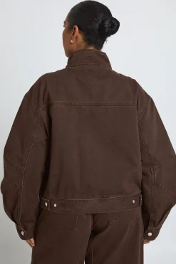boohoo Veste En Jean Grande Taille À Col Cheminée<Femme Denim|Vestes & Manteaux