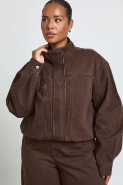 boohoo Veste En Jean Grande Taille À Col Cheminée<Femme Denim|Vestes & Manteaux