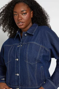 Veste En Jean Grande Taille À Manches Ballon