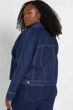 Veste En Jean Grande Taille À Manches Ballon