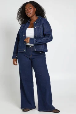 Veste En Jean Grande Taille À Manches Ballon