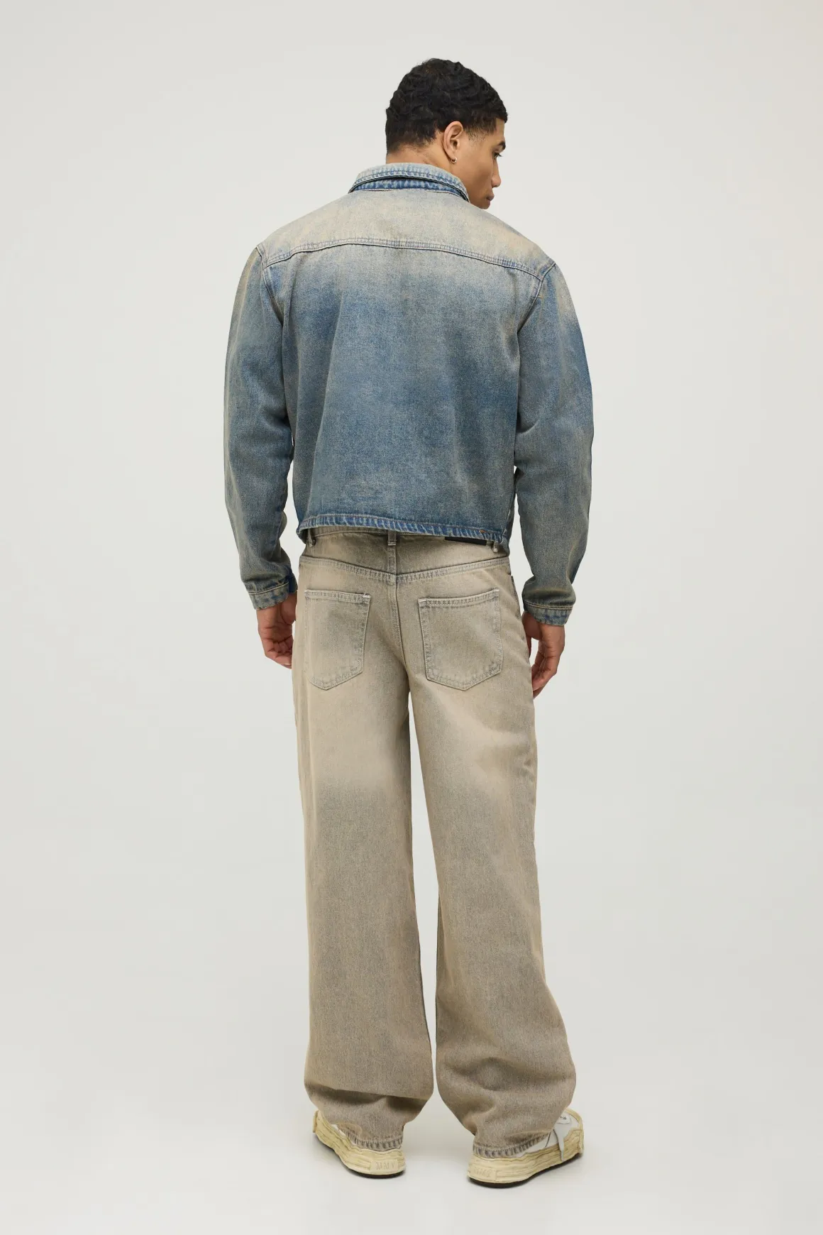 Veste En Jean Harrington Délavée Blanchie Coupe Boxy