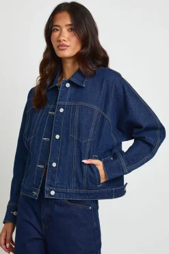 boohoo Veste En Jean À Manches Ballon<Femme Denim|Vestes & Manteaux