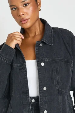 Veste En Jean À Manches Ballon Grande Taille