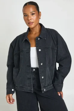 Veste En Jean À Manches Ballon Grande Taille