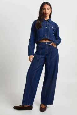 Veste En Jean À Ourlet Courbé