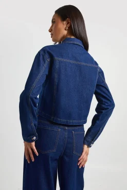 Veste En Jean À Ourlet Courbé