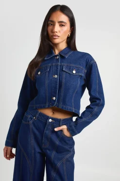 Veste En Jean À Ourlet Courbé