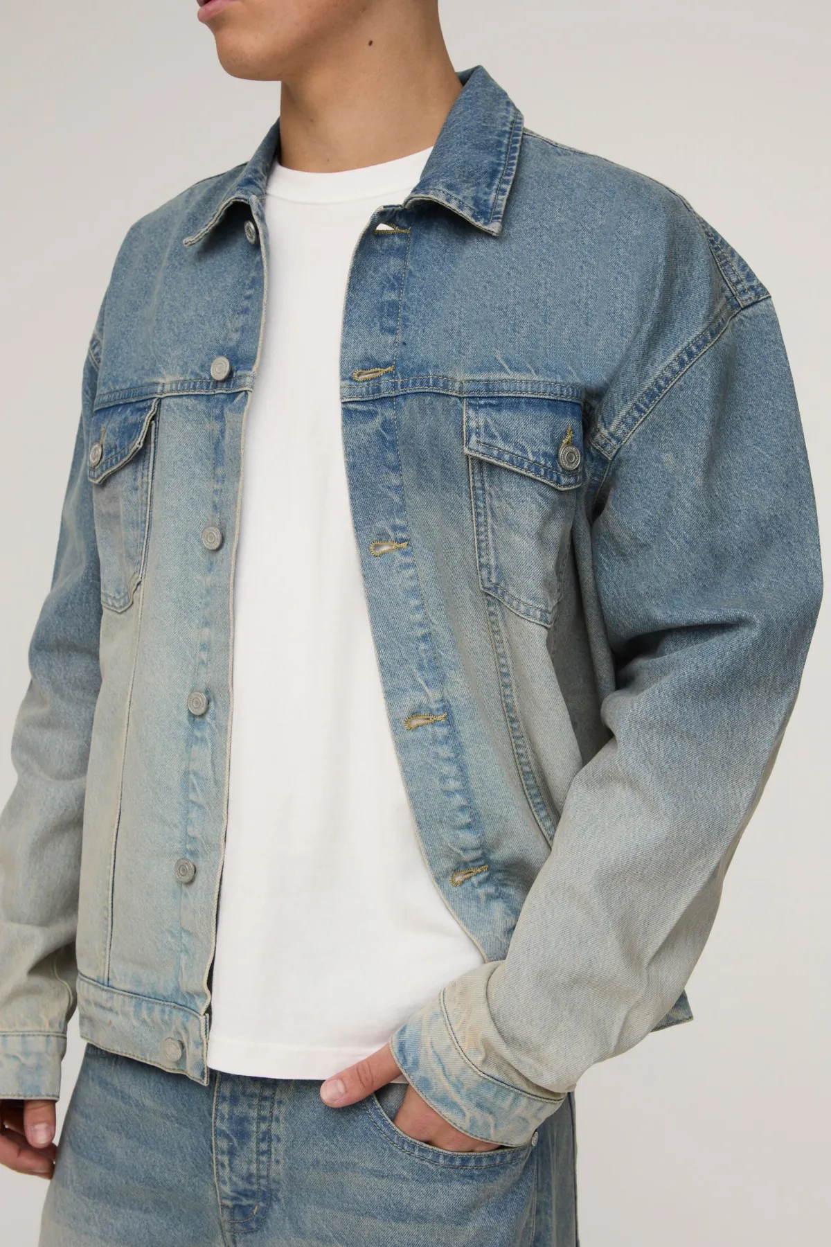 boohooMAN Veste en jean oversize<Homme Denim|Denim