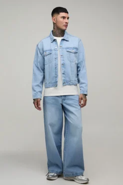 boohooMAN Veste En Jean Oversize Décontractée Basique Tall<Homme Denim|Tout Afficher