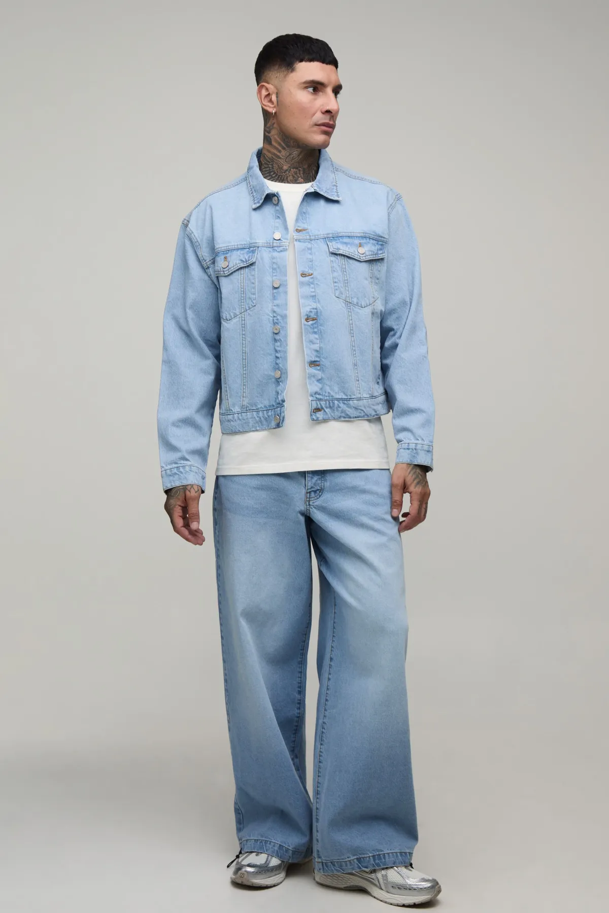 boohooMAN Veste En Jean Oversize Décontractée Basique Tall<Homme Denim|Tout Afficher