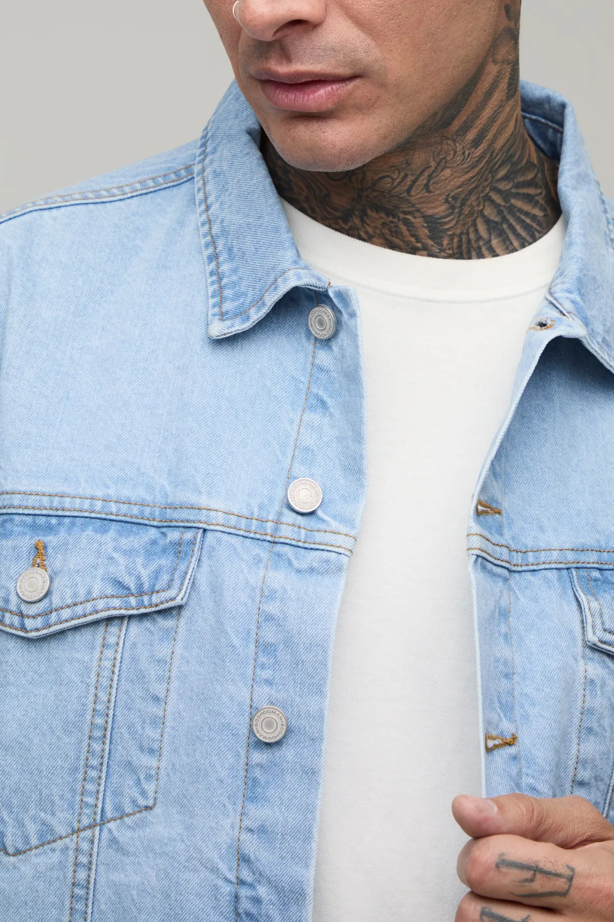 boohooMAN Veste En Jean Oversize Décontractée Basique Tall<Homme Denim|Tout Afficher