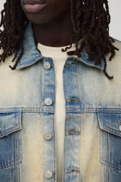 Veste En Jean Oversize Délavage Extrême Décoloré