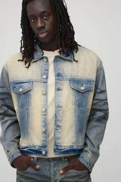Veste En Jean Oversize Délavage Extrême Décoloré