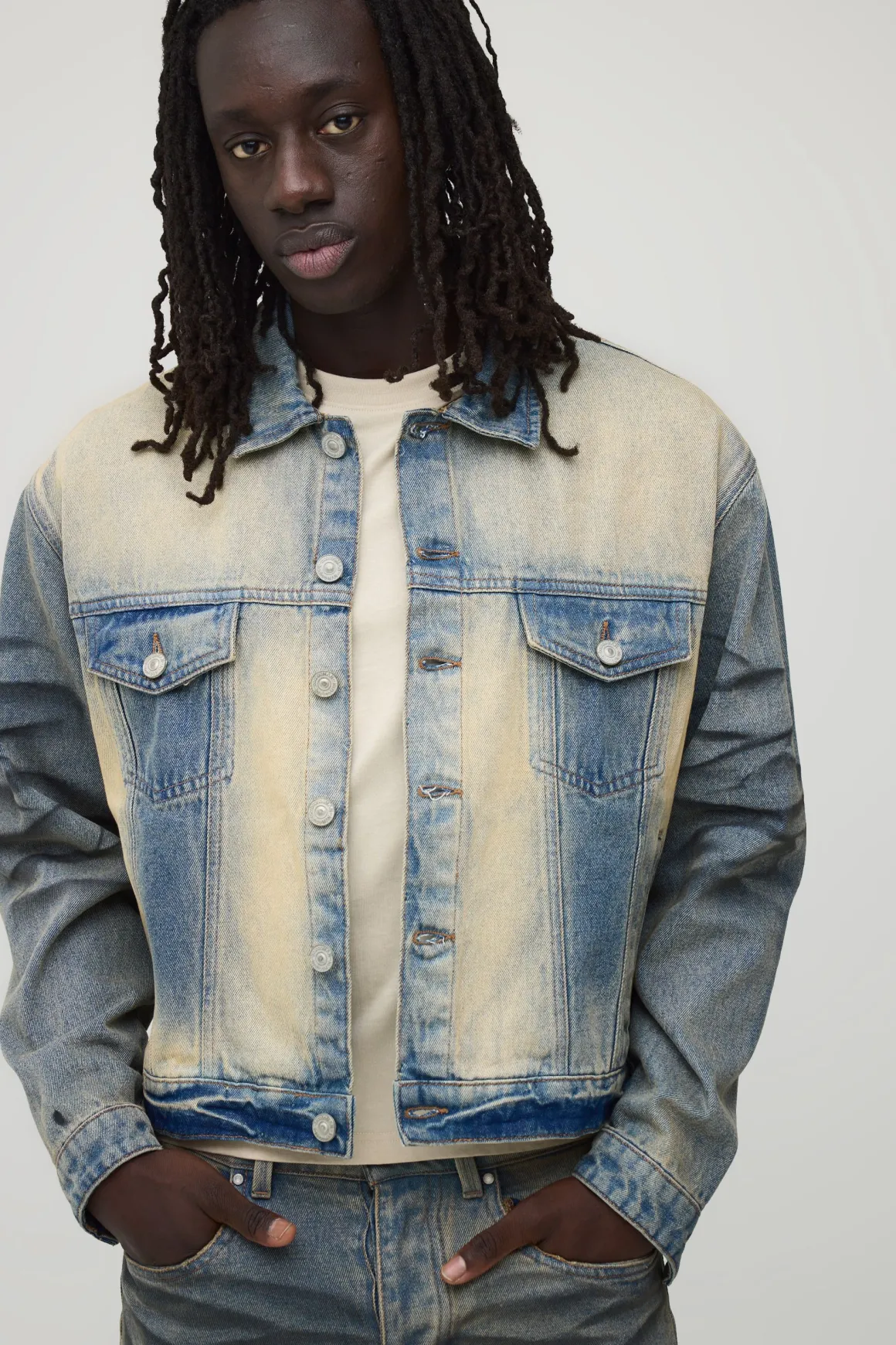 Veste En Jean Oversize Délavage Extrême Décoloré