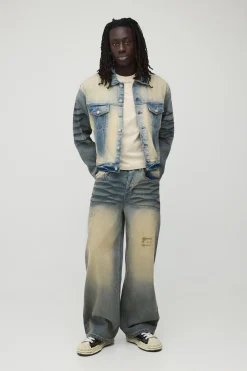 Veste En Jean Oversize Délavage Extrême Décoloré