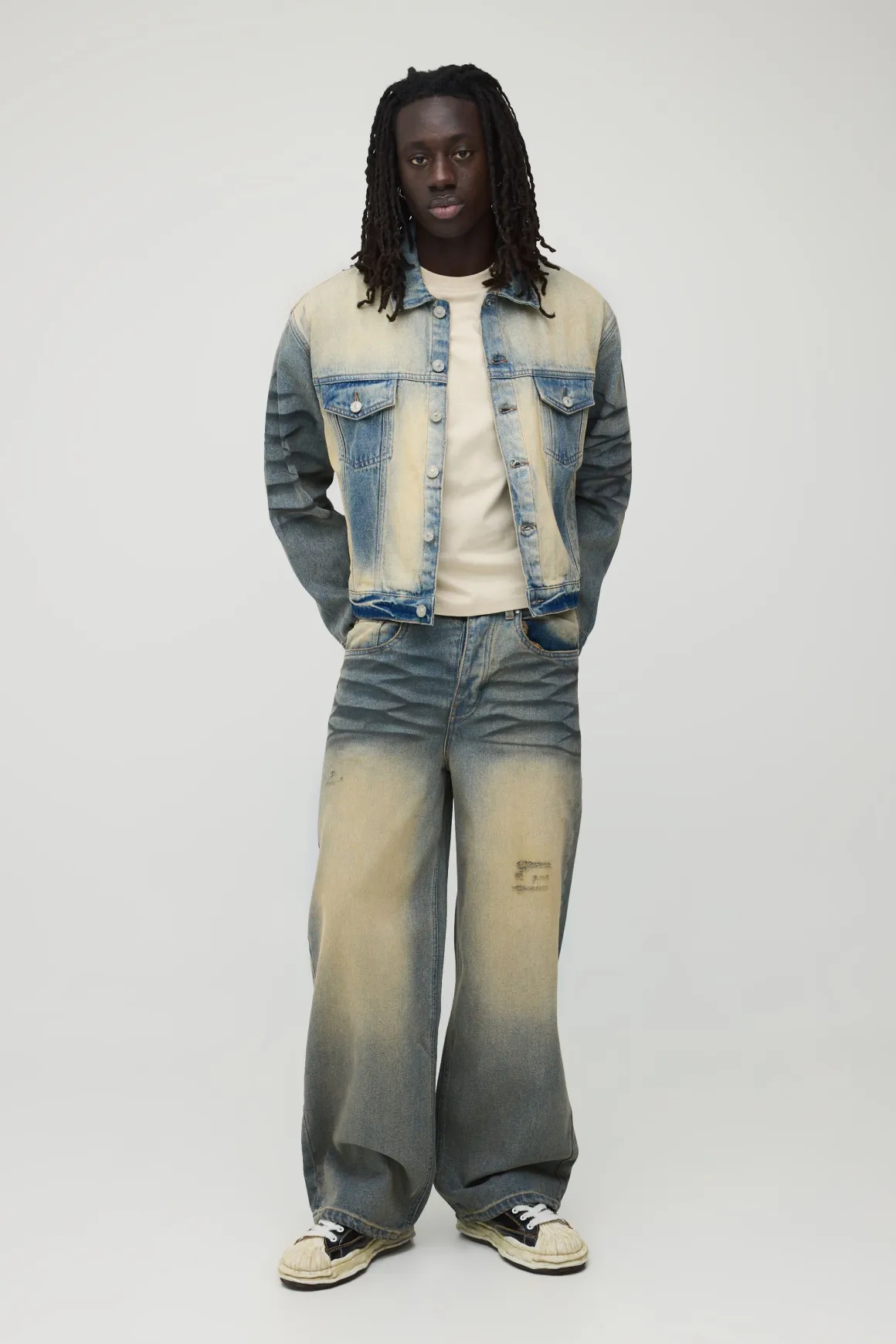 Veste En Jean Oversize Délavage Extrême Décoloré
