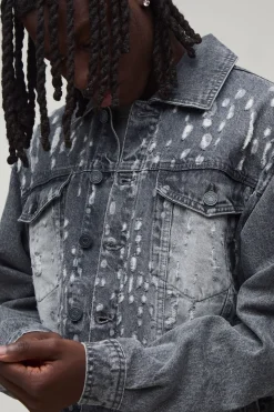 Veste En Jean Oversize Délavée À Effet Usé Extrême